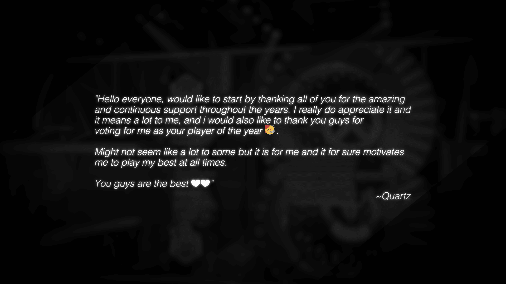 Quartz's thank you message