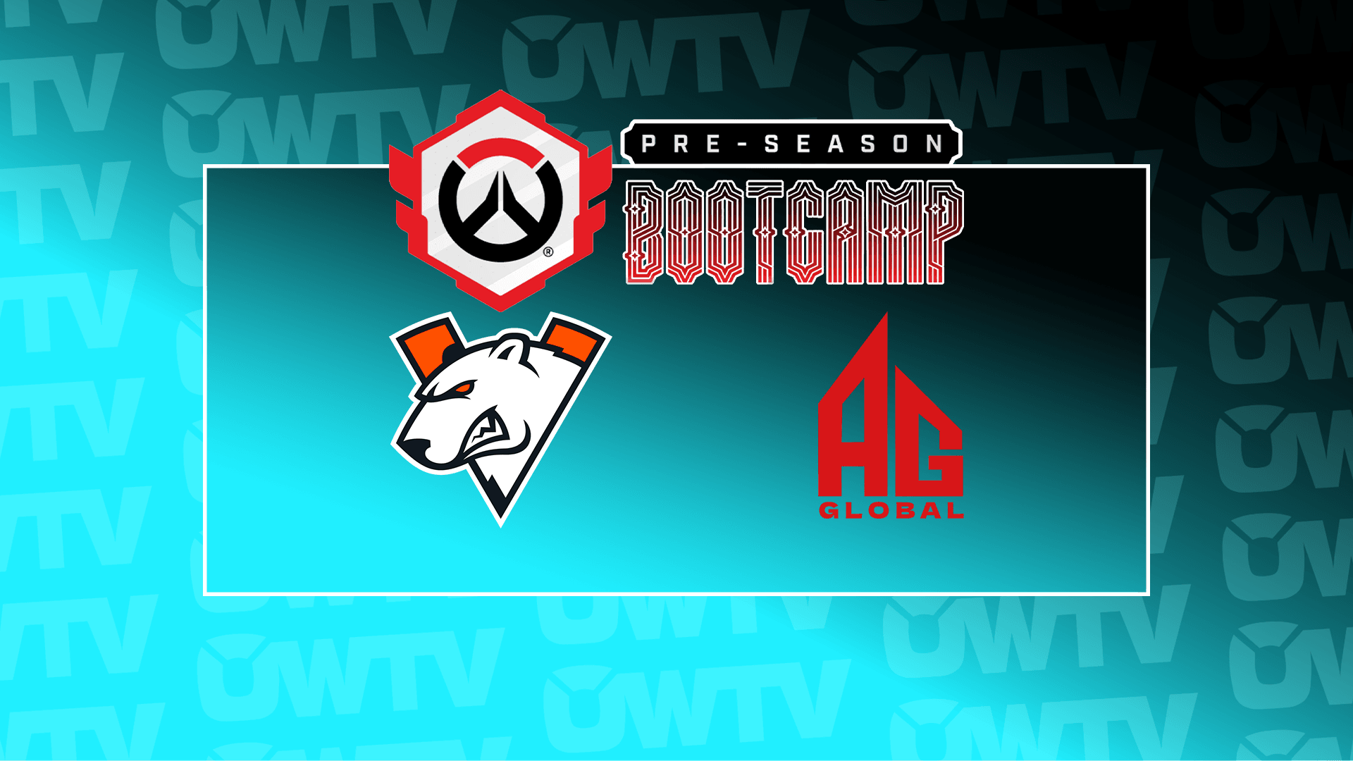 OWTV graphic displaying Virtus.pro and AGG's team logos 
