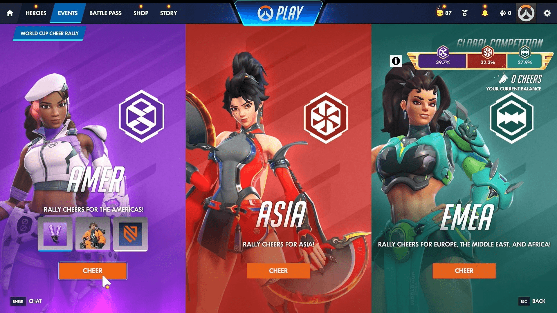 In-game UI for Cheer Rally